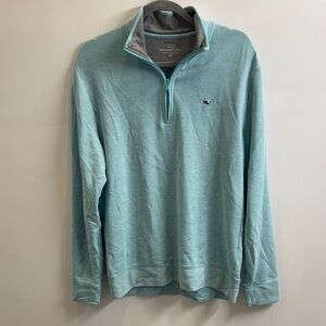 Vineyard Vines Men's Aqua Zip-Up Sweater